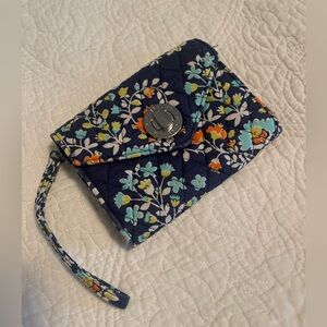 Vera Bradley Blue Quilted Small Wristlet Wallet